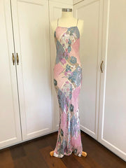 Florals Beaded Maxi Dress | Silk Slip Dress | Freis Spirit