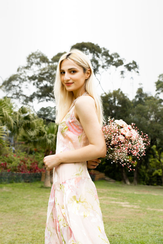 Pale Pink Gown | Spiderlily Pink Layered Maxi | Freis SpiritPink Layered Maxi